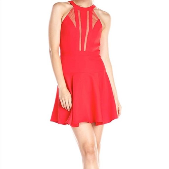 BCBGMAXAZRIA Tatyanna Mesh Block Halter Dress Size 8 - Picture 1 of 8